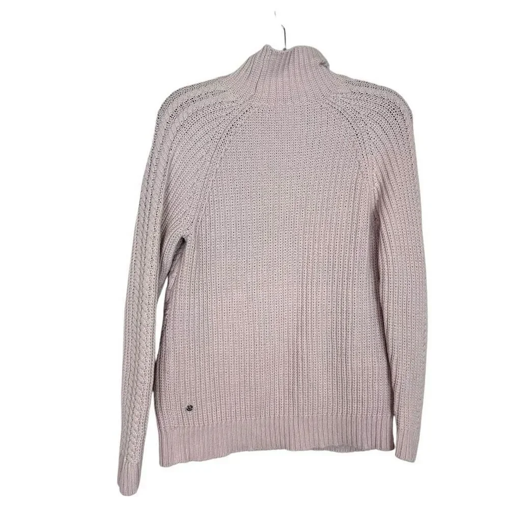 Lululemon Sweater Bring The Cozy Turtleneck Misty Pink Thick Cotton Cableknit 4